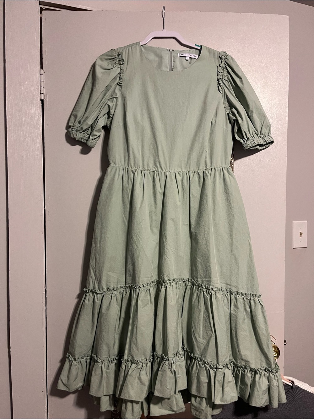 English Factory Sage Green High-Low Dress
